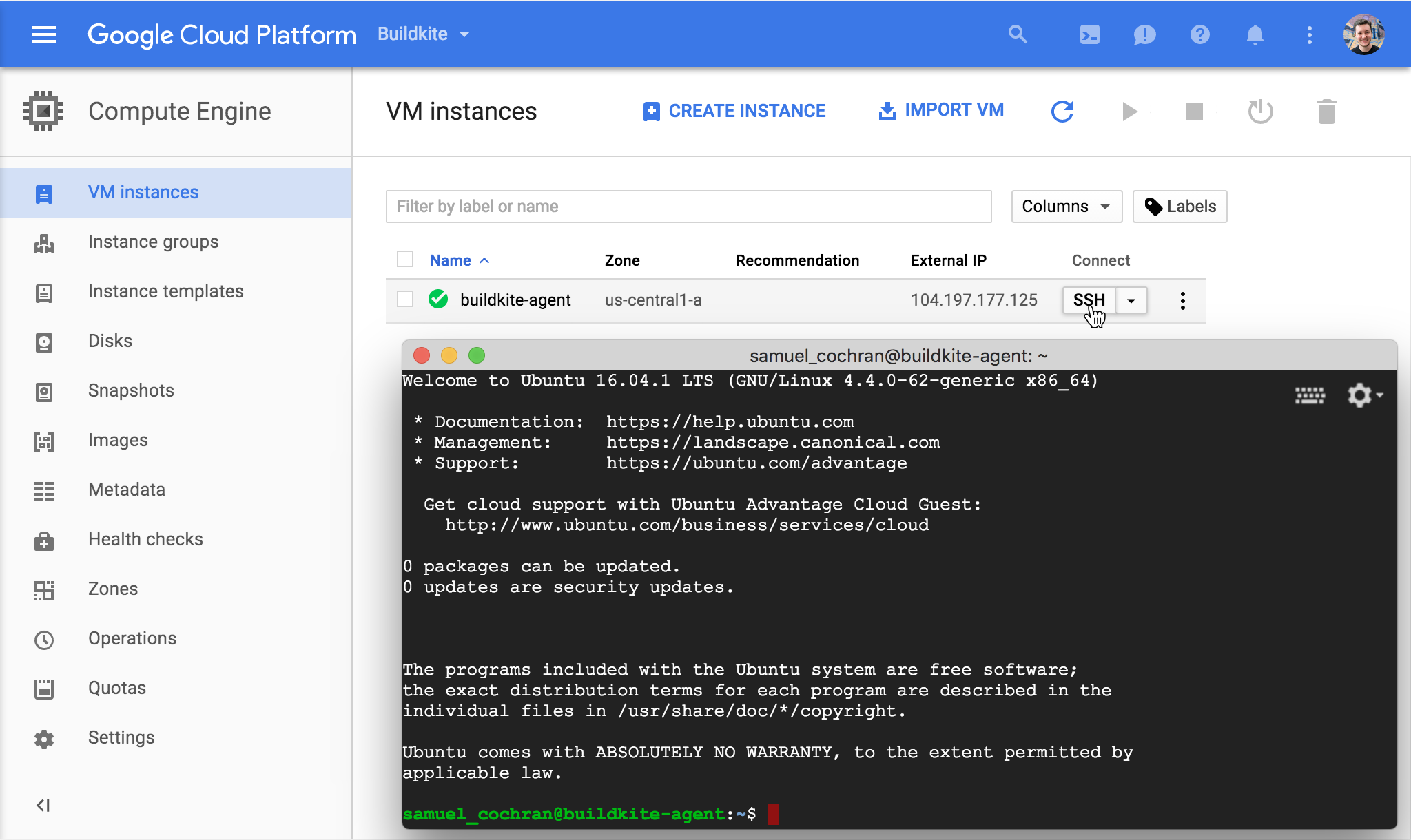 google cloud console