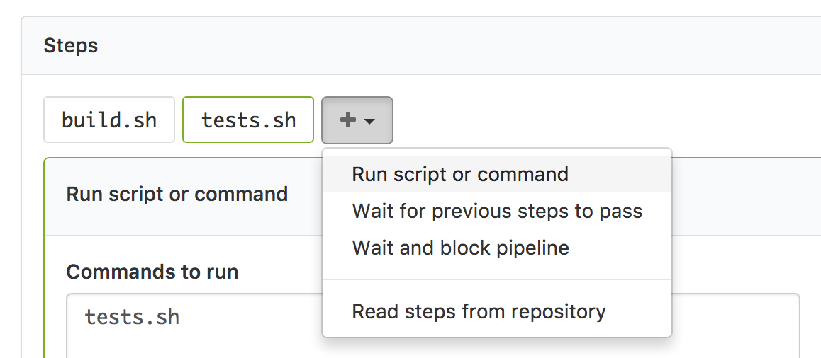 Screenshot of a basic command step