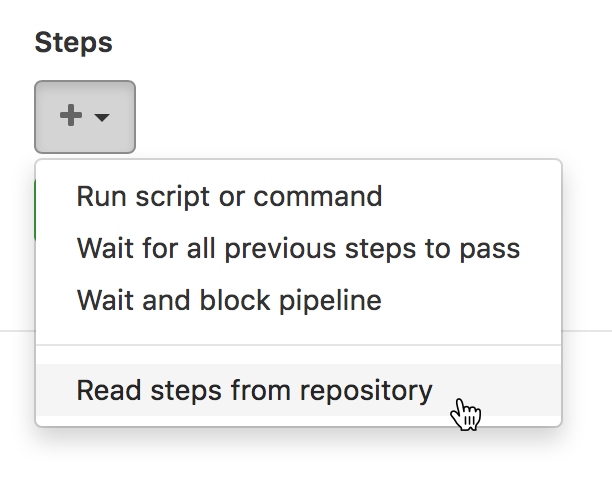 Screenshot of the 'Read steps from repository' menu item