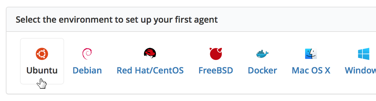 Buildkite agent setup buttons
